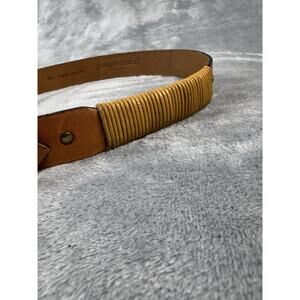 Banana Republic Made In Italy Full Grain Leather Belt Brown 1980s Cord Wrap Sz32